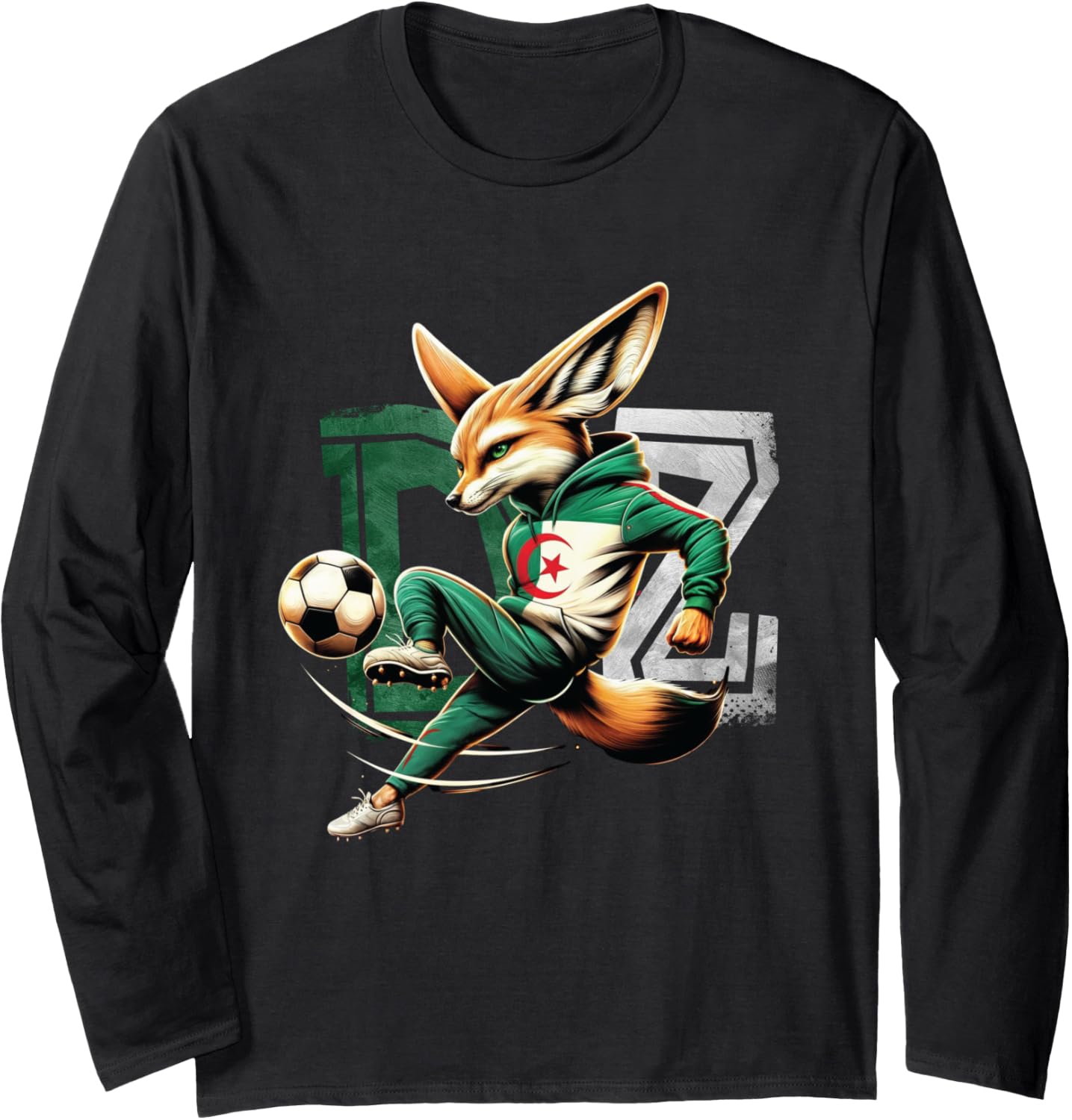 Maillot Fennec Drapeau Algérie Cadeau Foot Algérienne Dz Manche Longue